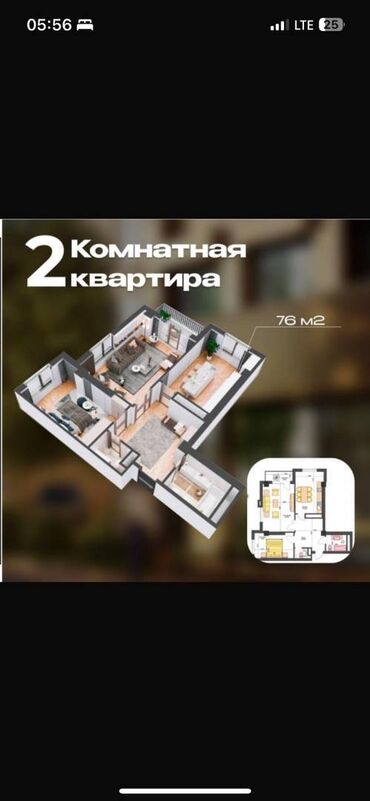 Продажа квартир: 2 комнаты, 76 м², Элитка, 8 этаж, ПСО (под самоотделку)