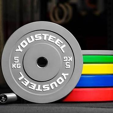 кросо: Диски для штанги YOUSTEEL (цветные, олимпийский стандарт) 300сом за — 4