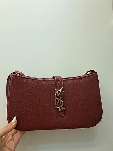 Çantalar: Qadın çiyin çantası – bordo rəng - Material: xırda naxışlı (taxıllı) — 1