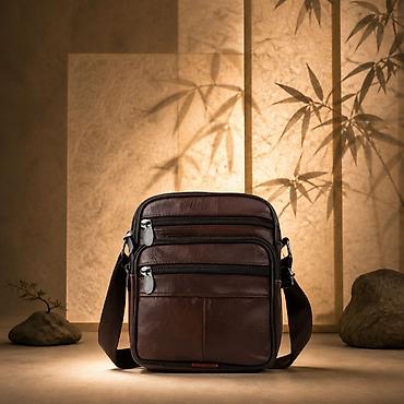 hugo torbe: Muška crossbody torbica – kompaktna i praktična - Materijal: prirodna — 3