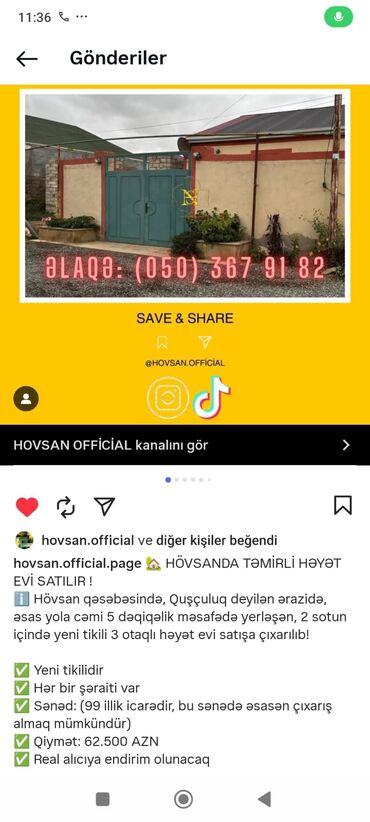 Həyət evləri və villaların satışı: Həyət evi – bütöv həyətli, darvazalı - Həyətyanı sahə: daş döşəməli — 15