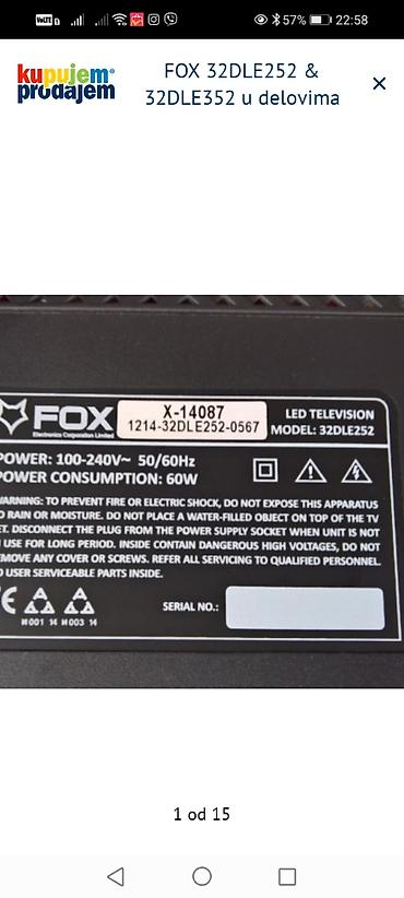 Aksesoari za TV i video: FOX 32DLE252 i FOX 32DLE352 – delovi za TV Dostupni originalni delovi — 2