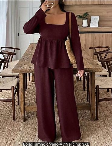 teme glave: Dvoset – bluza i pantalone, boja: tamno crveno-A, veličina: 3XL - — 1