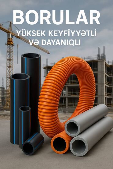hdpe boru qiymetleri: Plastik, Boru, Yeni, Sənayə, Qaz üçün, Ünvandan götürmə, Pulsuz çatdırılma, Ödənişli çatdırılma, Ödənişli quraşdırma