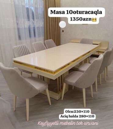 kontakt home stol stul: Qonaq otağı üçün, Yeni, Açılan, Dördbucaq masa, 10 stul