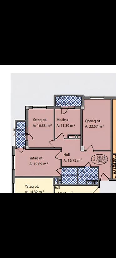 qurtulus 93 evlerin satisi: 3 otaqlı, Yeni tikili, 104 kv. m — 2