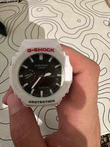 очки унисекс: Casio G‑SHOCK, серия GA-2100 (октагон), цвет белый с чёрным — 1
