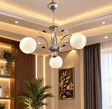 topdan saat satisi: Çılçıraq, 3 lampa, Metal — 1
