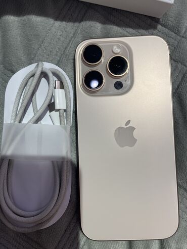 Apple iPhone: IPhone 16 Pro, Б/у, 256 ГБ, Desert Titanium, Кабель, Коробка, 100 %