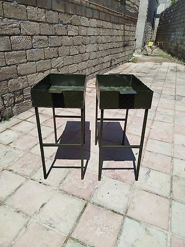 komur samovar: İki bölməli metal manqal/şiş qabı - Material: qalın metaldan — 2