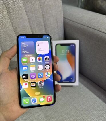 Apple iPhone: IPhone X, 64 GB, Ağ, Zəmanət, Face ID, Sənədlərlə