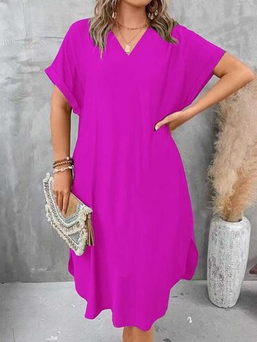 Haljine: Bоја - Crvena, Oversize, Kratkih rukava — 10