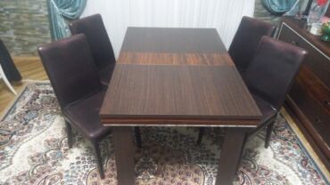 isdolar: Qonaq otağı üçün, İşlənmiş, Dördbucaq masa, 4 stul