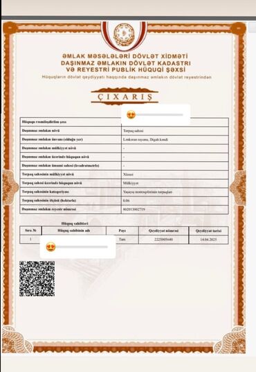 Torpaq sahələrinin satışı: 6 sot, Tikinti, Barter mümkündür, Kupça (Çıxarış)