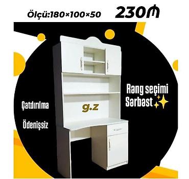 stol ustu kamputer: Masaüstü kitab rəfi ilə kompüter/iş masası - Ölçü: 180 × 100 × 50 sm — 1