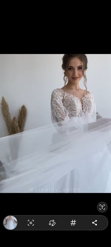 Свадебные платья: Свадебное платье, M, Со шлейфом, А-силуэт, Россия, Камни Swarovski, Б/у — 10