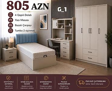 usaq carpayı: G1 yataq otağı dəsti – 805 AZN Dəst tərkibi: - 4 qapılı dolab (iki — 1