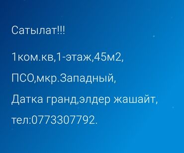 продается малосемейка: 1 бөлмө, 45 кв. м, Элитка, 1 кабат, ПСО (өзү оңдоп түзөтүп бүтүү үчүн)