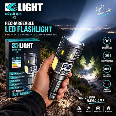 Fənər əl Türkiyə KL-2036 Yüksək parlaqlıq LED işıqlandırma: KLight