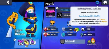 İş axtarıram (rezümelər): Brawl Stars oyun hesabı – Mortis əsas fokuslu profil Profil