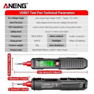 Multimetri: Voltmetar Tester napona Detektor Aneng VD807 Pametni voltmetar — 5