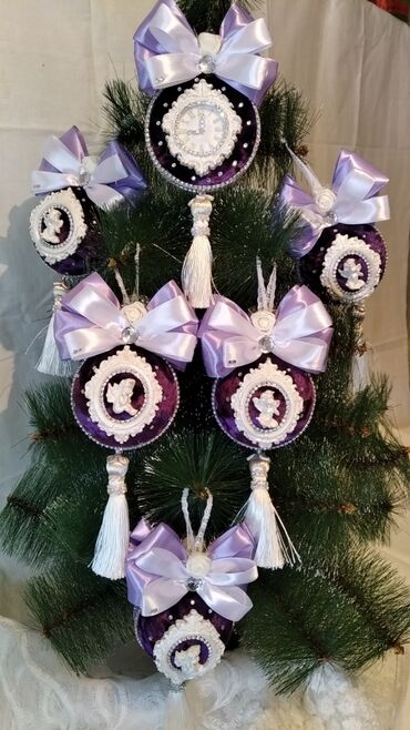 Ёлочные шары и украшения: Пластиковые шары, бархот мраморный,лепнина,стразы — 10