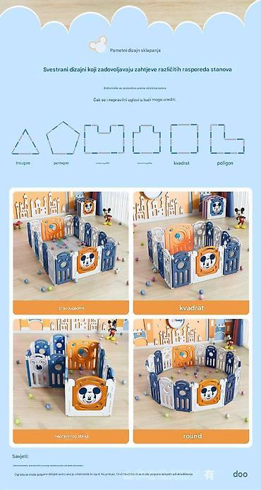 Ostali dečiji nameštaj: Disney dečja ogradica za igru – modularni paneli sa Mikijevim motivima — 4