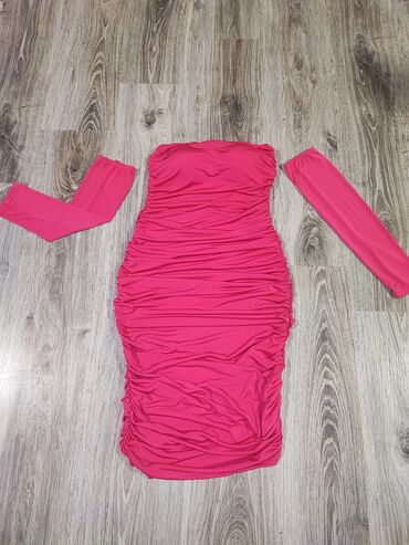 pamučne haljine: S (EU 36), M (EU 38), L (EU 40), color - Pink, Cocktail, Long sleeves
