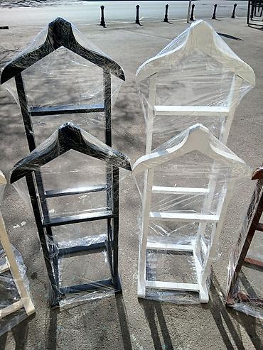 dəm qaşığı: Taxta geyim dayağı (valet stand) - Material: təbii ağac, hamar — 7