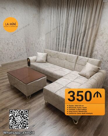 metbex künc divan: LA MİNİ laconic & minimalism künc divan dəsti - Ölçülər: 260 x