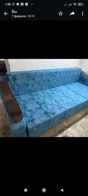кожаный диван купить: Цвет - Синий, Новый