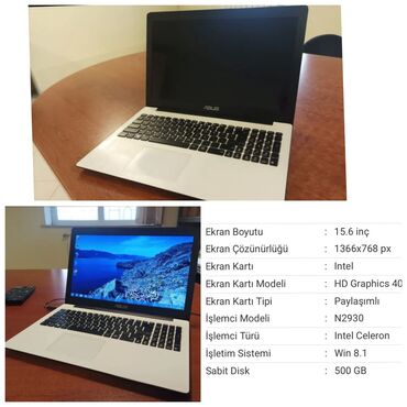 İşlənmiş ASUS 15.6 ", Intel Celeron, 512 GB, Ünvandan götürmə
