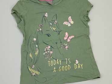 koszulka zielona: T-shirt, Little kids, 5-6 years, 110-116 cm, condition - Good