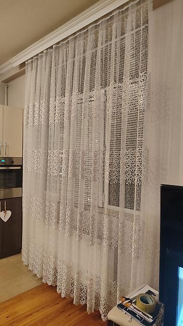 qar: Ağ rəngli krujeva tül pərdə 2ədəd - hündürlüyü 2.75 - — 1