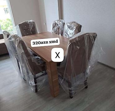 Yemək otağı üçün masa-stul dəsti - 1 ədəd düzbucaqlı taxta masa