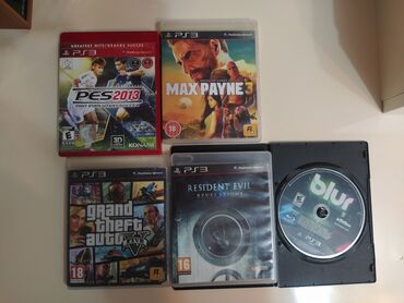 gta trilogy: Ps3 üçün oyun diskləri Gta5 Gta V Blur Max payne3 Resident evil