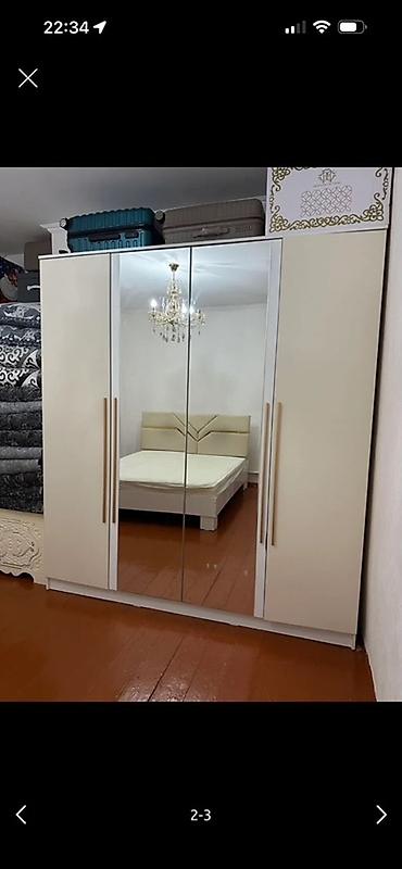 dressing table: Спальный гарнитур в светлом современном исполнении: кровать с мягким — 2
