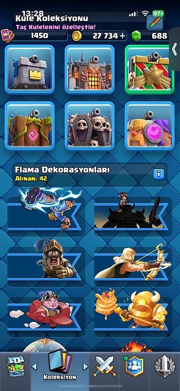 Digər kolleksiyalar: Clash Royale hesabı 11200+ kupa sahibdir 1500+ kolleksion lvl 12 — 7
