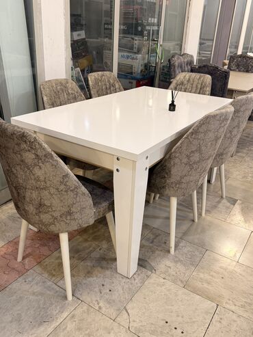 tek stolar: Для гостиной, Новый, Раскладной, Квадратный стол, 6 стульев