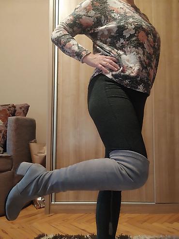 Ženske čizme preko kolena, sivkasto-smeđe (taupe) boje. - Model