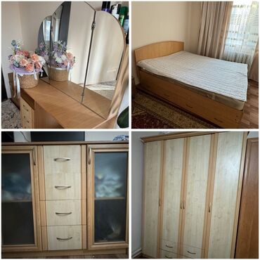 тумбочки кровать: Спальный гарнитур полный комплект(цвет – светлый дуб/бук). В комплект