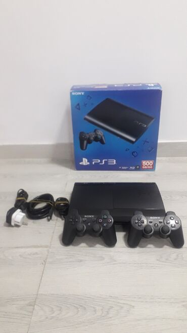 PS3 (Sony PlayStation 3): Sony playstation 3 super slim 500 gb 290 azn 50 oyun 2 pult 1 tb 340