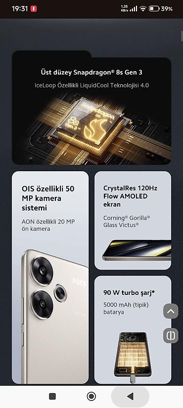 iphone 15 pro satış: Poco F6, 256 GB, rəng - Gümüşü, Sensor — 3