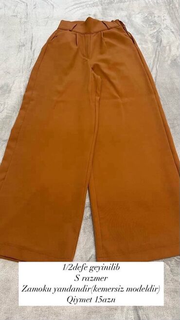 красивые платья на прокат в баку: - Qadın şalvarı, tünd kərpic rəngi - Kloş/külah kəsim, geniş balaq -