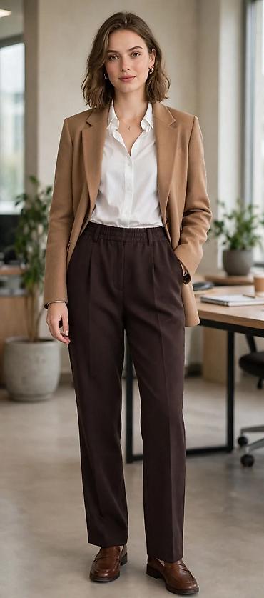 muške patike new balance: Malva – braon elegantne pantalone - Klasik kroj sa ravnom nogavicom - — 2