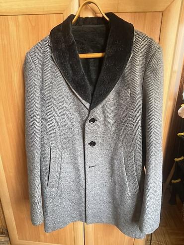 плаш пальто: Мужское пальто, 2XL, Б/у, цвет - Серый, Самовывоз, Платная доставка — 1