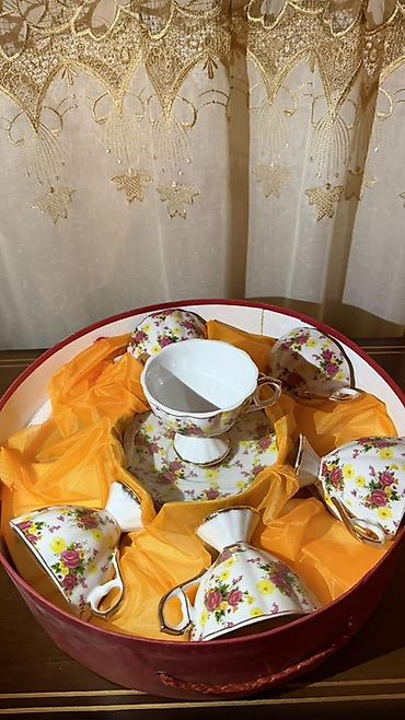 qizil güller: Çay dəsti, rəng - Ağ, Farfor, 6 nəfərlik — 2