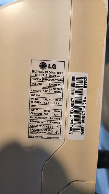 konsaner: LG split kondisioner – Model S126GH (Gold seriyası) Texniki — 2