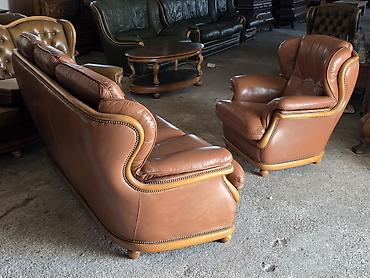 Stilske garniture: Kožna garnitura za dnevni boravak – set 1 - Sastav: trosed sa tri — 6