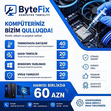 notbuk satilir: 💻 **KOMPÜTERİNİZ YAVAŞLAYIB? QIZIR?** Kompüterinizə peşəkar qulluq — 1